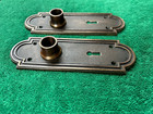 Pair Reclaimed 1910 s Era Cast Brass Door Knob Backplates  Free S h