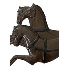 Vintage Cast Iron Wall Hanging     Leaping Three-horse Team     Brown With Black Har