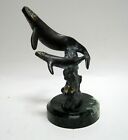 Vtg Spi Gallery Humpback Whale   Calf Nautical Statue Sculpture W marble Base 6   