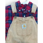 Carhartt Kids Brown Duck Canvas Overalls   Land End Plaid Button Up Red blue