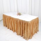 17 Ft Gold Sequin Pleated Satin Table Skirt Closure Strip Party Event