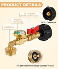 1lb To 20lb Propane Tank Control Valve Refill Adapter With Gauge On-off Control