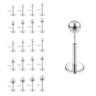 20pcs Stainless Steel Labret Lip Piercing Push-in Helix Tragus Piercing Jewelry