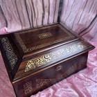 19th Century Victorian Rosewood Jewellery Box Inlaid Brass 