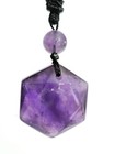 Amethyst Necklace Hexagram Pendant Purple Gemstone Protection Crystal Cord Lucky