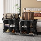 Luggage Rack For Guest Room Folding Suitcase Stand With Fabric Storage Shelf L