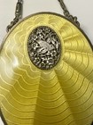 Antique Sterling Silver  Compact  Guilloche Enamel With Mirror On Chain