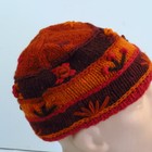 Womens Nepal Beanie Brown Orange Wool Knit Colorful Casual Outdoor Ski Lined
