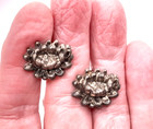 Vintage Antique 1940 s Sterling Silver Rose Bloom Floral Screwback  75  Earrings