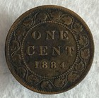 1884 Canadian Large One Cent Nice Toning   1876 Canadian Lg 1 Cent Rim Damage