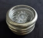 Set Of 4 Vintage Leonard Crystal Coasters Italy Silver-plate Glass Starburst 4 