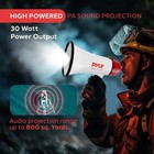 Pyle 30w Megaphone Bullhorn With Built-in Siren  Led Lights  Medium  White