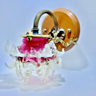 Victorian Cranberry Manganese Opalescent Art Glass Light Shade Wall Sconce Lamp
