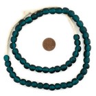 Alpine Teal Recycled Glass Beads 9mm Ghana African Sea Glass Green Round