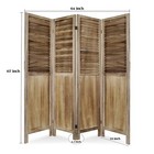 4 Panel Folding Room Divider Wood Privacy Louver Screen Partitions Portable