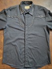 Vintage Scully Western Shirt Mens Medium Black Pearl Snap Button Up Rhinestone