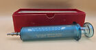 Rare Antique 1930s 50cc Lg Vim Emerald No 850 Medical Syringe Blue green Glass