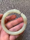 Wonderful Rare Chinese Hetian Old Jade Hand Carved  2dragons  Bangle Bracelet