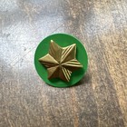 Girl Scouts Pins Lot Of 2 Trefoil Brown Ribbon Tab   Gold Star Green Disc