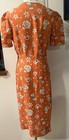 Vintage 1930   s-1940   s Linen Day Dress Small Orange Mint Condition Rockabilly