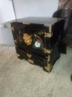 Late 20th Century Tansu Inspired Chest  Features Black Lacquer With Brass