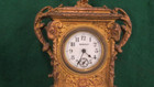 Antique Benedict Art Nouveau Bronze  Brass Carriage Table Clock Ornate Eagle