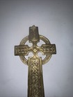 Vintage Brass Celtic Cross Wall Hanging Knotwork Irish Christian Plaque 10   