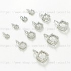 Pre Notched Sterling Silver Pendant 5x5 6x6 7x7 8x8 9x9-14mm Cushion Semi-mount