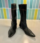 Vintage 1980 s Espace Robert Clergerie Flat Pointed Boots W  Tinybuckle Detail