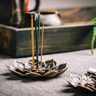 Lotus Incense Stick Burner Vintage Brass Cone Coil Holder Ash Catcher Brown Usa