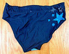 Pro Wrestling Trunks Blue   Black Hologram W  Stars Sz  34-36 Medium Spandex