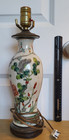 Antique Chinese Crackle Glaze Famille Verte Painted Floral Porcelain Vase Lamp