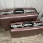 Vintage Metallic American Tourister Luggage Hardside Pink Rose Mauve Set Of 2