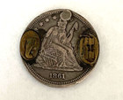 Jcy 1861 Seated Liberty Silver Quarter Love Token