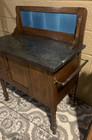 Edwardian Antique Washstand Cabinet Commode Dry Sink Marble Tile Art Nouveau