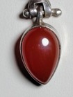 N429 - Sterling Silver 925 Italy Carnelian Double Drop Pendant Necklace 7 17g