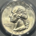 1938-s Washington Silver Quarter     Pcgs Ms65 Ogh Holder      Nice White Coin