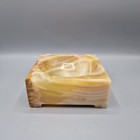 Vintage Onyx Stone Ashtray Square Handcrafted Marbled Decor Heavy Natural