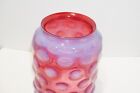 Antique 1880 s Cranberry Opalescent Hobnail Hanging Hall Lamp Shade 4 75 Fitter