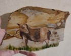 Gorgeous Handpainted Cow Scene On Asymmetric Thin Rock