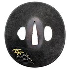 Tsuba     Mumei        Dog Design Late Edo Period Shakudow Nihonto Katana Samurai
