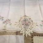 Lot Of 8 Vintage Linen Handkerchiefs Mixed Colors Embroidered Lace Crochet Edges