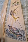 Vintage 1940s Tie Hand Painted Marlin Fishing Neck Tie Champaign Rayon
