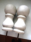 2 Antique White Wood Round Large Architectural  Finial