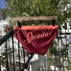 Speedo Men Burgundy Red Big Logo Swim Bikini Brief Swimwear