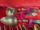Siam Thailand 33 Pc  Brass Silverware Set   Wood Case Vintage 