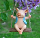 Swing Pig Hanging Statue Garden Sculpture Tabletop Figurine Home Decor Gifts