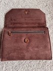 Lykke Brown Leather Fold-over Pen pencil Case Snap  Elastic Loops  Zipper