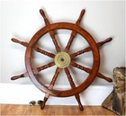 Vintage Style 36    Wooden And Brass Ship Steering Wheel Maritime Wall Decor Item