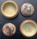 Pair Of Greek Style Terrcotta Lidded Festive Design Original From Greece Vintage